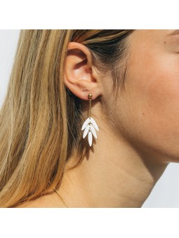 EXOTICA boucles d'oreilles feuilles écru Olivolga