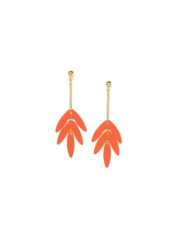EXOTICA boucles d\'oreilles feuilles orange Olivolga