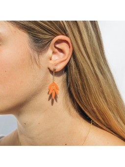 EXOTICA boucles d\'oreilles feuilles orange Olivolga