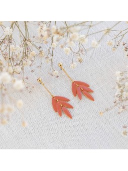 EXOTICA boucles d\'oreilles feuilles orange Olivolga