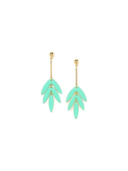 EXOTICA boucles d\'oreilles feuilles verte Olivolga