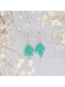 EXOTICA boucles d\'oreilles feuilles verte Olivolga