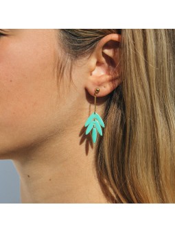 EXOTICA boucles d\'oreilles feuilles verte Olivolga