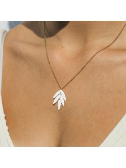 EXOTICA collier feuille écru Olivolga