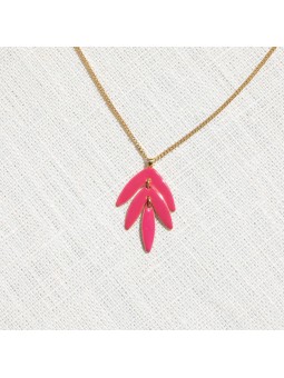 EXOTICA collier feuille fuschia Olivolga