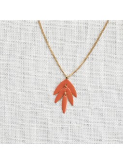 EXOTICA collier feuille orange Olivolga
