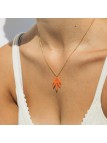 EXOTICA collier feuille orange Olivolga