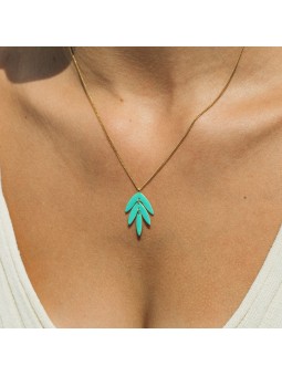 EXOTICA collier feuille verte Olivolga