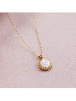 PRECIOSA collier pendentif nacre blanche Olivolga