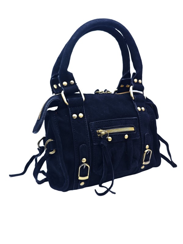 Soleil Chic Daisy Vegan Petit Sac Suede Noir