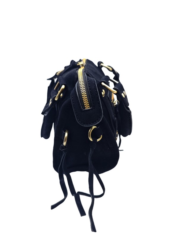 Soleil Chic Daisy Vegan Petit Sac Suede Noir