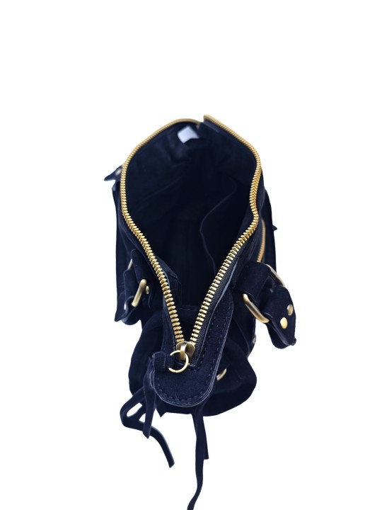 Soleil Chic Daisy Vegan Petit Sac Suede Noir