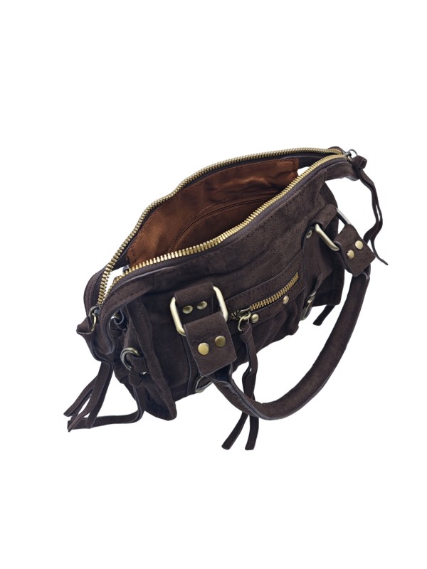 Soleil Chic Daisy Vegan Petit Sac Suede Marron