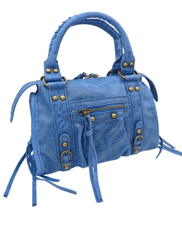 Soleil Chic Petit Sac Cuir Daisy Bleu Jean