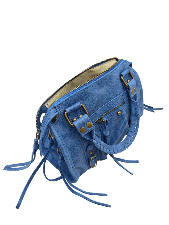 Soleil Chic Petit Sac Cuir Daisy Bleu Jean