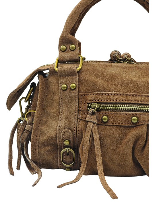 Soleil Chic Petit Sac Cuir Daisy Taupe Daim