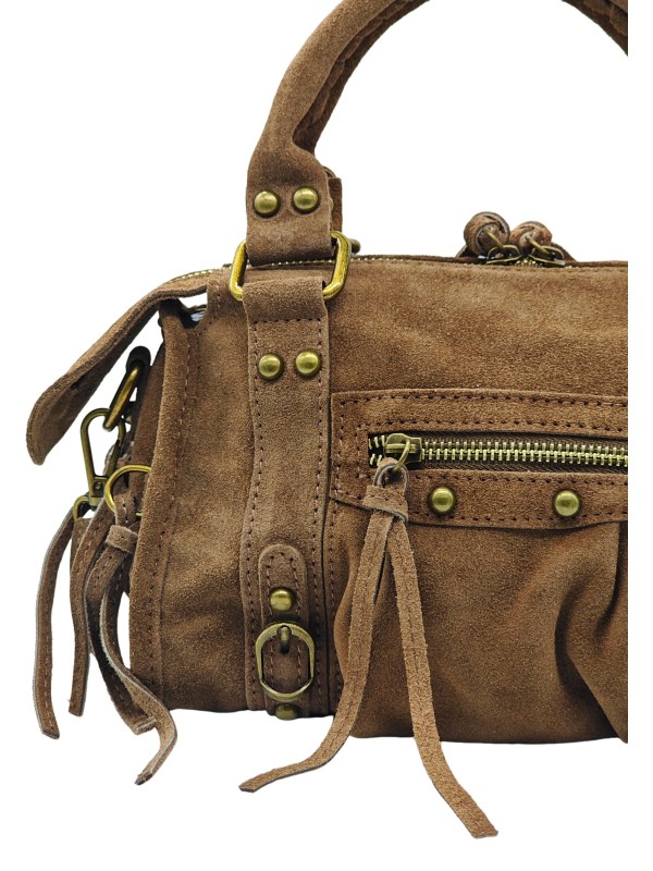 Soleil Chic Petit Sac Cuir Daisy Taupe Daim