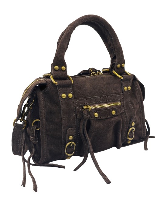 Soleil Chic Petit Sac Cuir Daisy Choco Daim