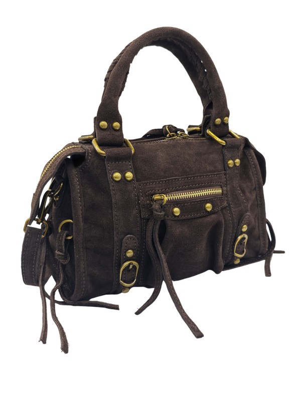 Soleil Chic Petit Sac Cuir Daisy Choco Daim