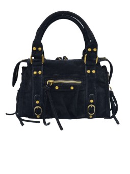 Soleil Chic Petit Sac Cuir Daisy Black Daim