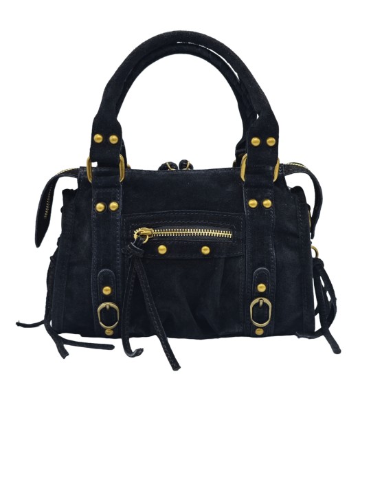 Soleil Chic Petit Sac Cuir Daisy Black Daim