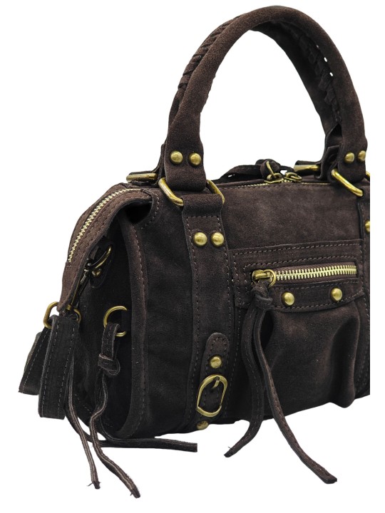 Soleil Chic Petit Sac Cuir Daisy Choco Daim