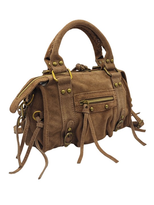 Soleil Chic Petit Sac Cuir Daisy Taupe Daim