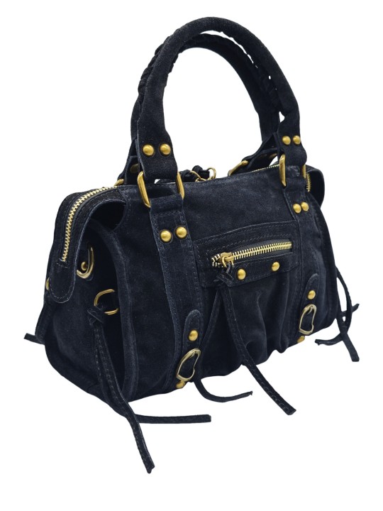 Soleil Chic Petit Sac Cuir Daisy Black Daim