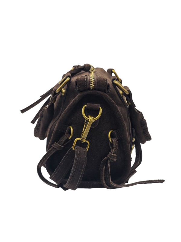 Soleil Chic Petit Sac Cuir Daisy Choco Daim