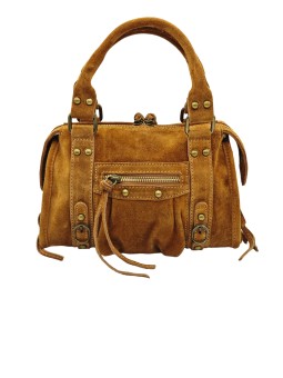 Soleil Chic Petit Sac Cuir Daisy Cognac Daim