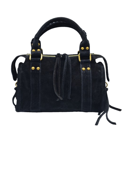 Soleil Chic Petit Sac Cuir Daisy Black Daim