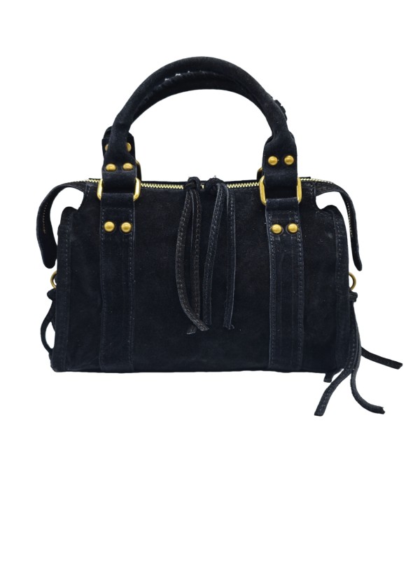 Soleil Chic Petit Sac Cuir Daisy Black Daim