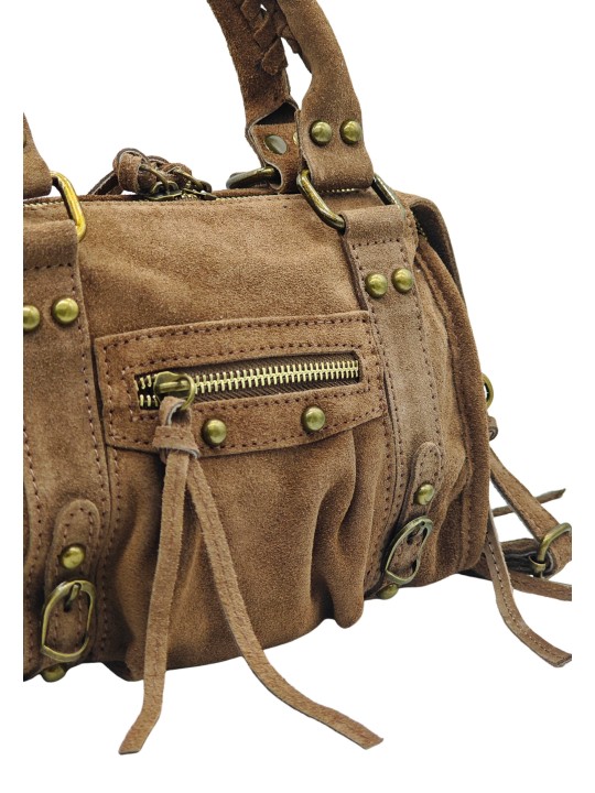 Soleil Chic Petit Sac Cuir Daisy Taupe Daim