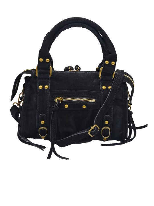 Soleil Chic Petit Sac Cuir Daisy Black Daim