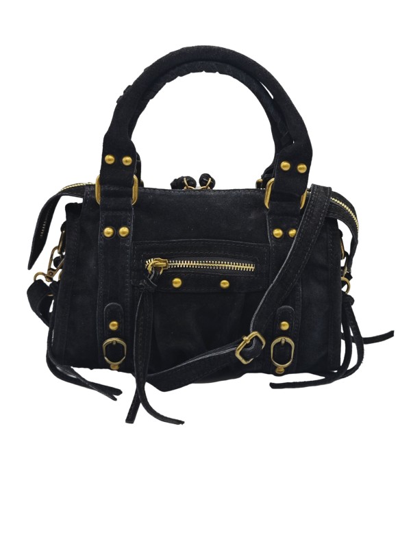 Soleil Chic Petit Sac Cuir Daisy Black Daim