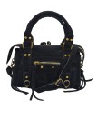 Soleil Chic Petit Sac Cuir Daisy Black Daim