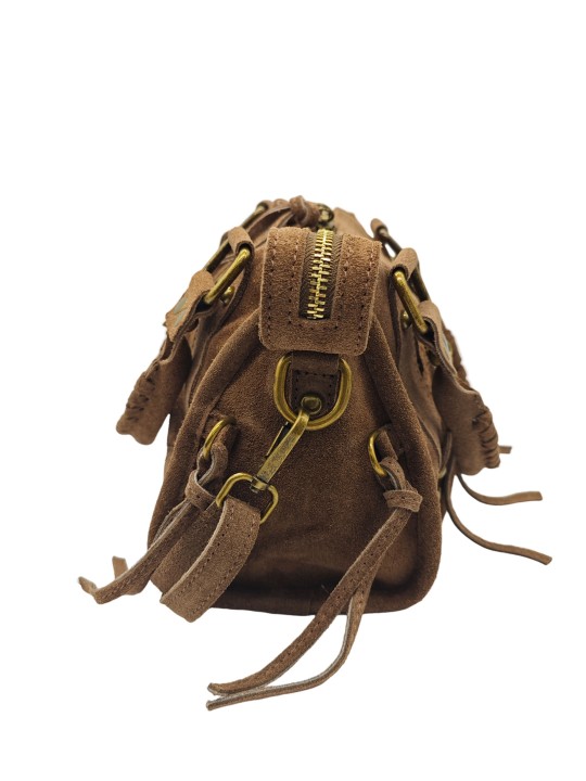 Soleil Chic Petit Sac Cuir Daisy Taupe Daim