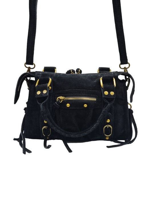 Soleil Chic Petit Sac Cuir Daisy Black Daim