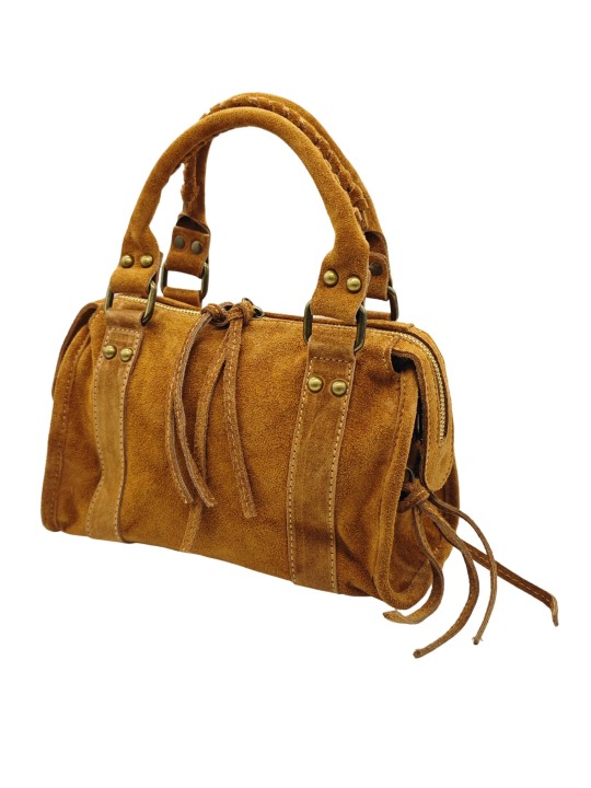 Soleil Chic Petit Sac Cuir Daisy Cognac Daim