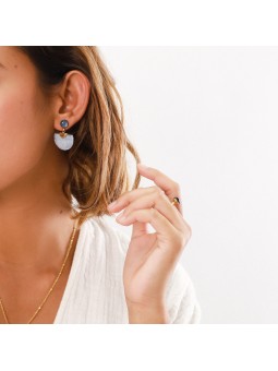 GWEN boucles d'oreilles poussoir top boule bleu Franck Herval