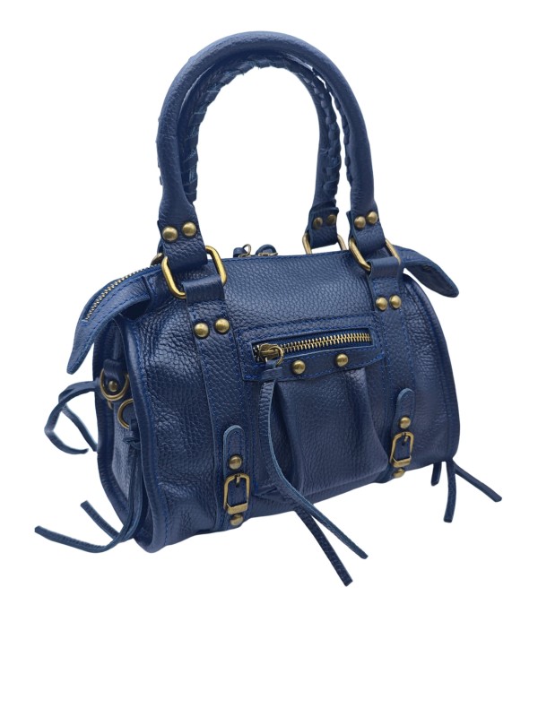 Soleil Chic Petit Sac Cuir Daisy Bleu Graine