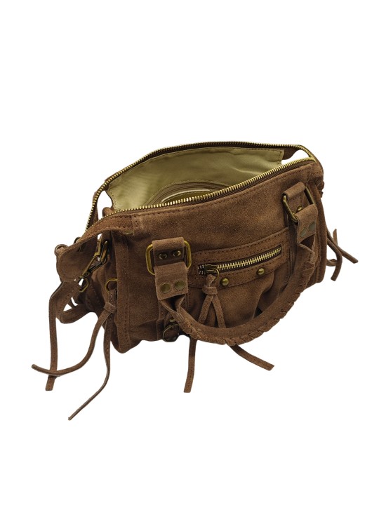 Soleil Chic Petit Sac Cuir Daisy Taupe Daim