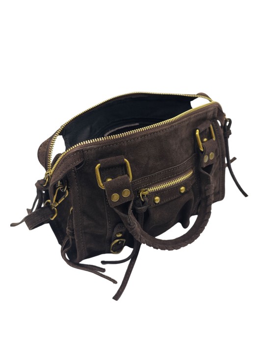 Soleil Chic Petit Sac Cuir Daisy Choco Daim