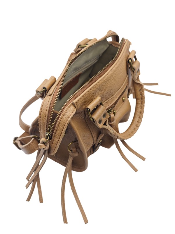 Soleil Chic Petit Sac Cuir Daisy Mocha Graine