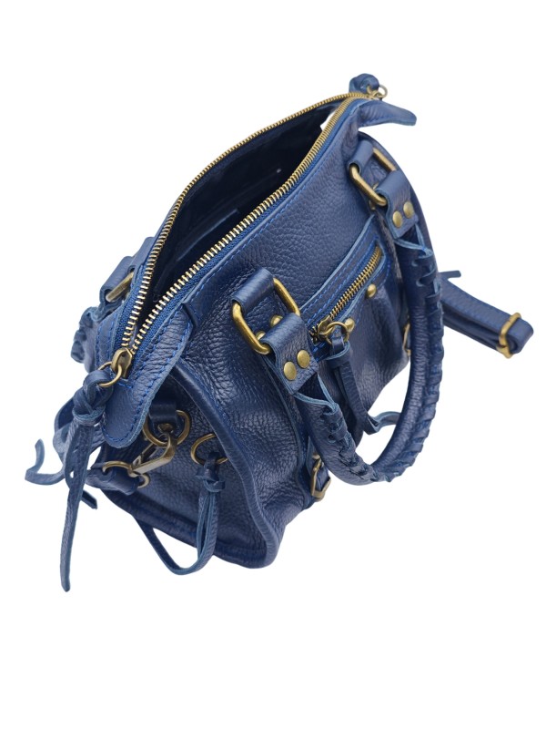 Soleil Chic Petit Sac Cuir Daisy Bleu Graine