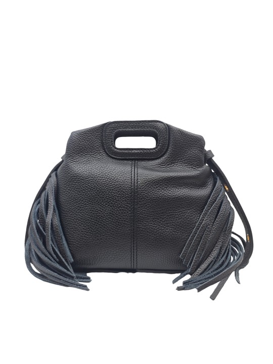 Soleil Chic Pompon Petit Sac à main Noir Graine