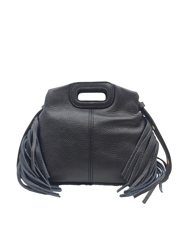 Soleil Chic Pompon Petit Sac à main Noir Graine