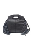 Soleil Chic Pompon Petit Sac à main Noir Graine