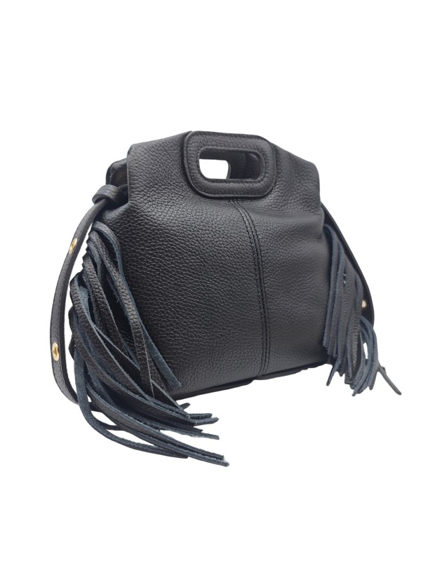 Soleil Chic Pompon Petit Sac à main Noir Graine