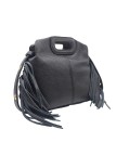 Soleil Chic Pompon Petit Sac à main Noir Graine
